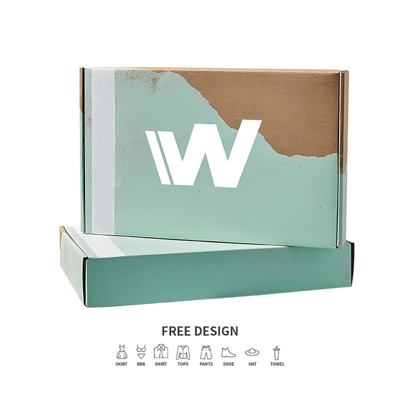 Blågrønne korrugerte klesemballasjebokser